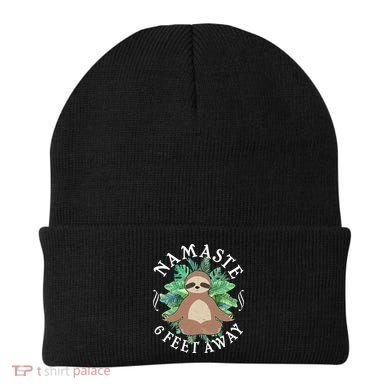 Namaste 6 Feet Away Meditating Sloth Beanie