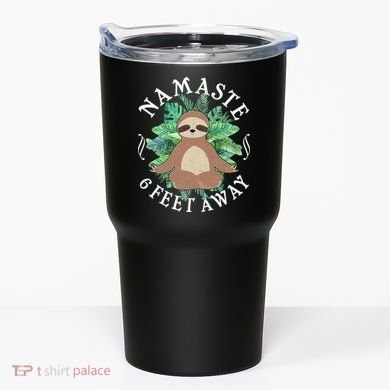 Namaste 6 Feet Away Meditating Sloth Tumbler