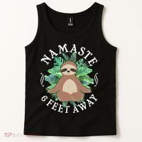Namaste 6 Feet Away Meditating Sloth Tank Top thumb 2