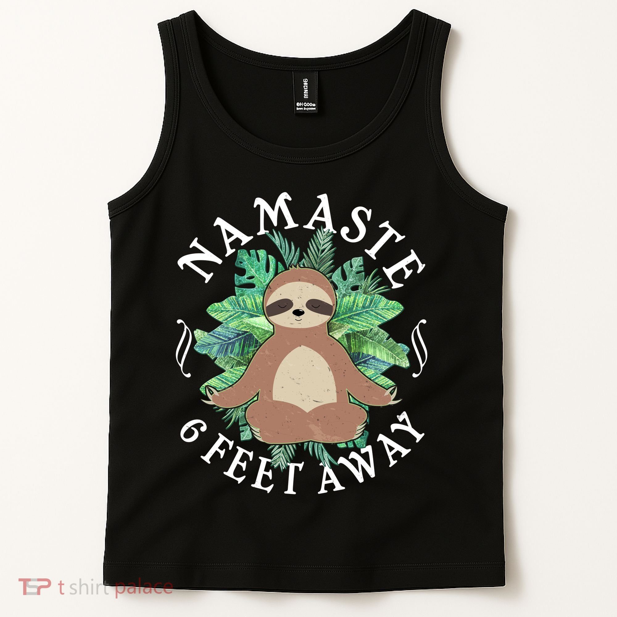 Namaste 6 Feet Away Meditating Sloth Tank Top