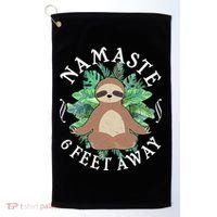 Namaste 6 Feet Away Meditating Sloth Golf Towel thumb 0