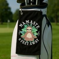 Namaste 6 Feet Away Meditating Sloth Golf Towel thumb 2