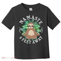 Namaste 6 Feet Away Meditating Sloth Toddler T-Shirt thumb 0