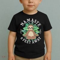 Namaste 6 Feet Away Meditating Sloth Toddler T-Shirt thumb 2