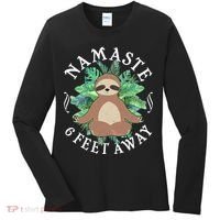 Namaste 6 Feet Away Meditating Sloth Women's Long Sleeve Shirt thumb 0