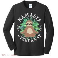 Namaste 6 Feet Away Meditating Sloth Kids Long Sleeve Shirt thumb 0