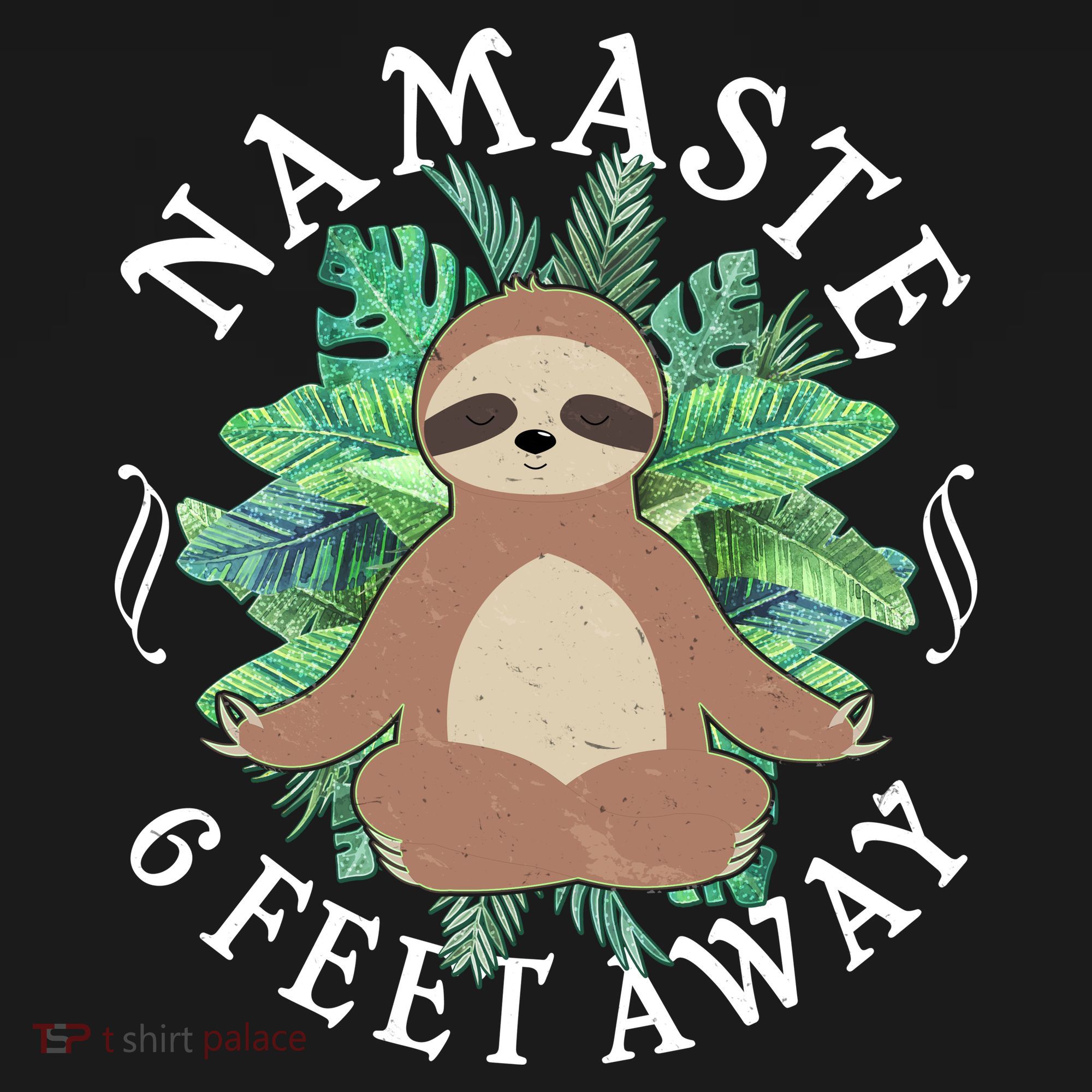 Namaste 6 Feet Away Meditating Sloth Kids Long Sleeve Shirt