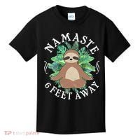 Namaste 6 Feet Away Meditating Sloth Kids T-Shirt thumb 0