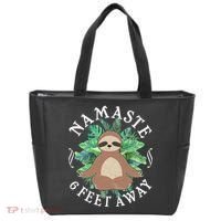 Namaste 6 Feet Away Meditating Sloth Tote Bag thumb 0