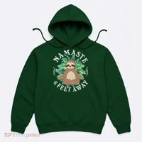 Namaste 6 Feet Away Meditating Sloth Hoodie thumb 0