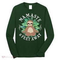 Namaste 6 Feet Away Meditating Sloth Long Sleeve Shirt thumb 0