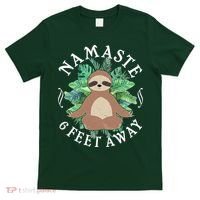 Namaste 6 Feet Away Meditating Sloth T-Shirt thumb 0