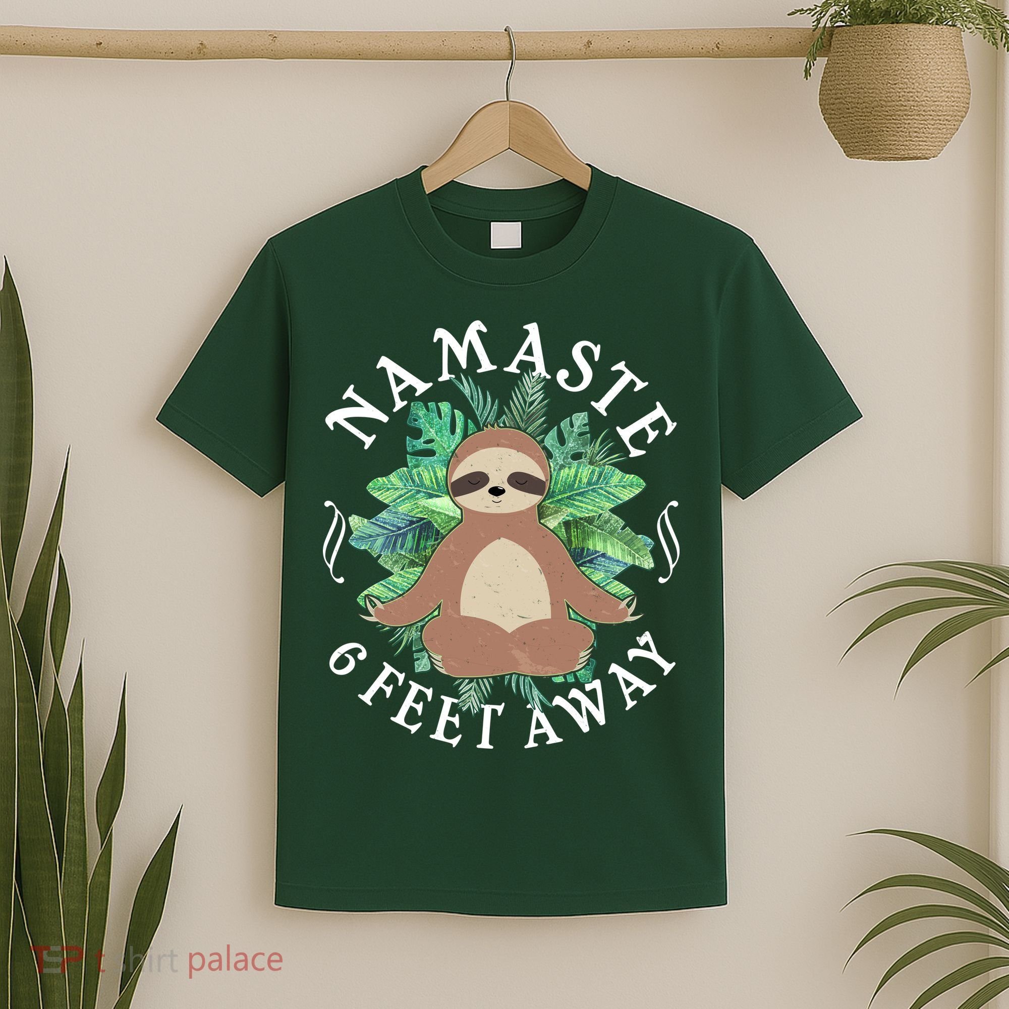Namaste 6 Feet Away Meditating Sloth T-Shirt