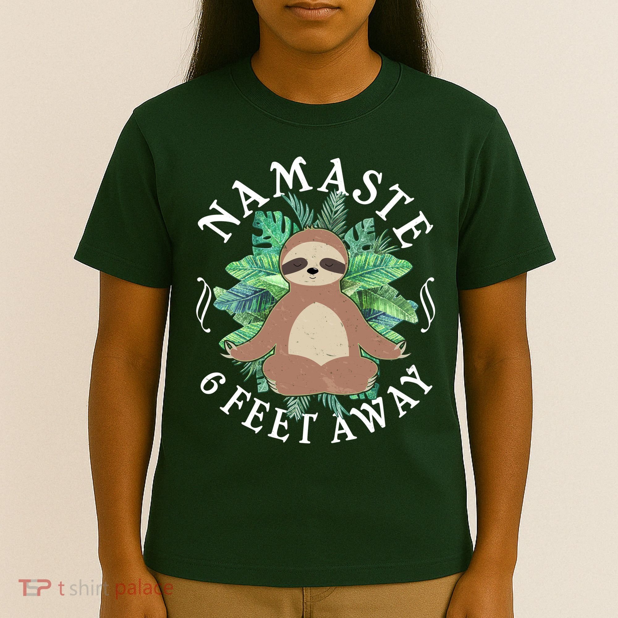 Namaste 6 Feet Away Meditating Sloth T-Shirt