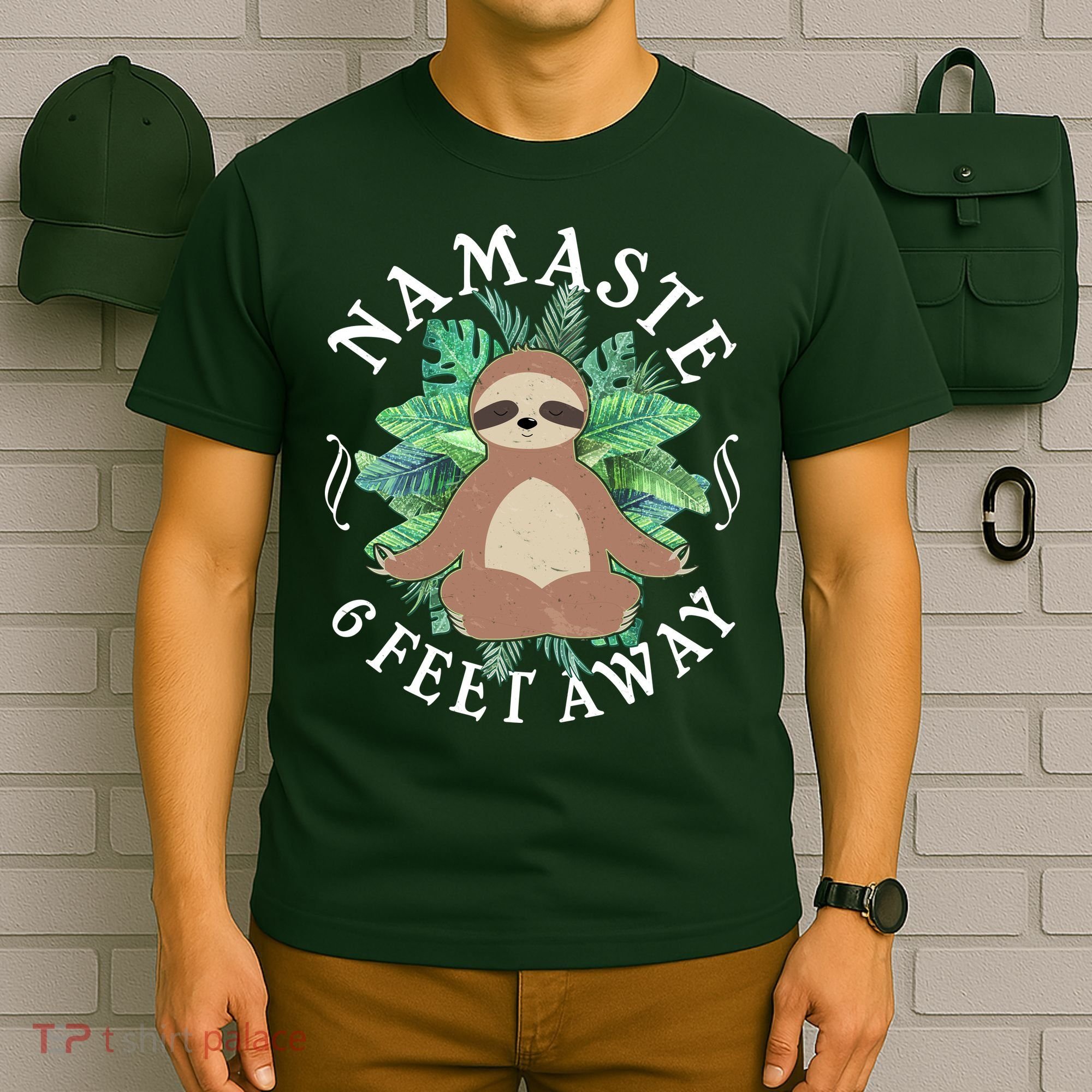 Namaste 6 Feet Away Meditating Sloth T-Shirt