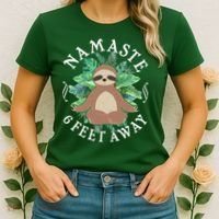 Namaste 6 Feet Away Meditating Sloth Women's T-Shirt thumb 2