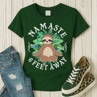 Namaste 6 Feet Away Meditating Sloth Women's T-Shirt thumb 3