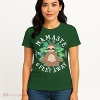 Namaste 6 Feet Away Meditating Sloth Women's T-Shirt thumb 4