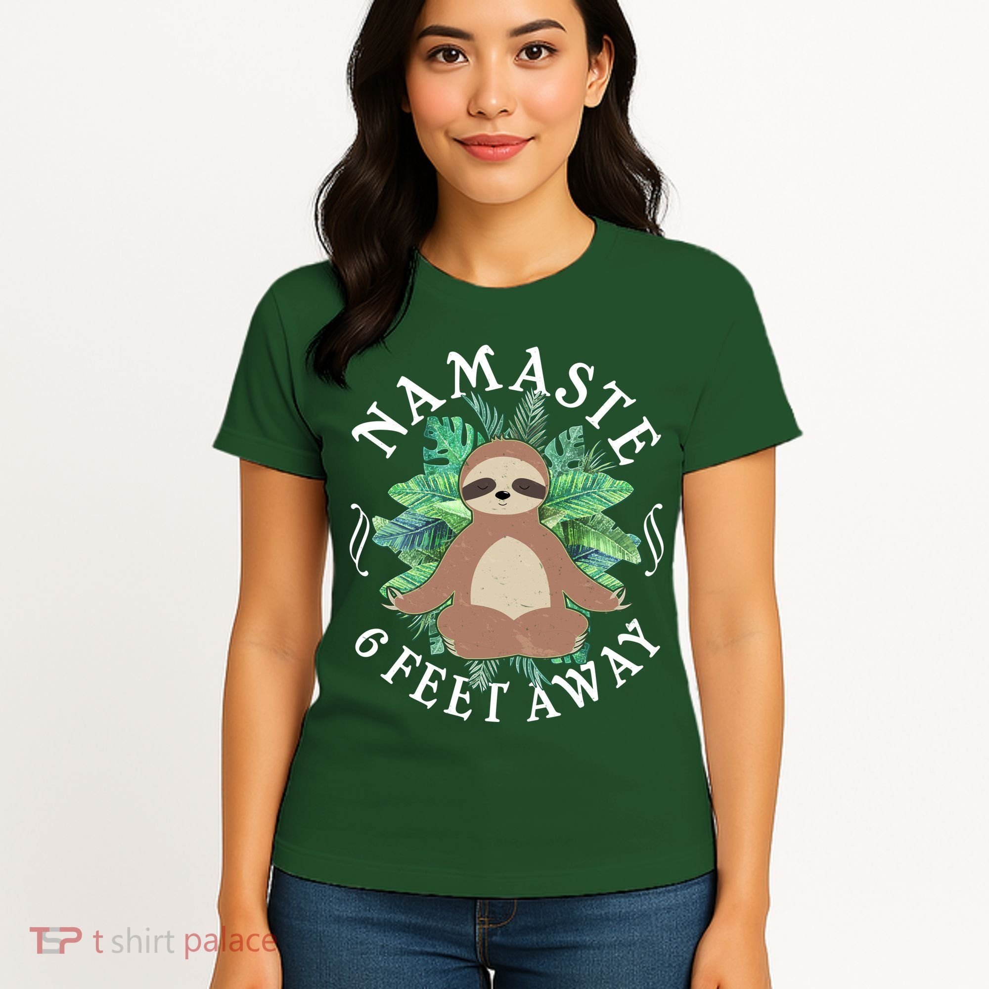 Namaste 6 Feet Away Meditating Sloth Women's T-Shirt