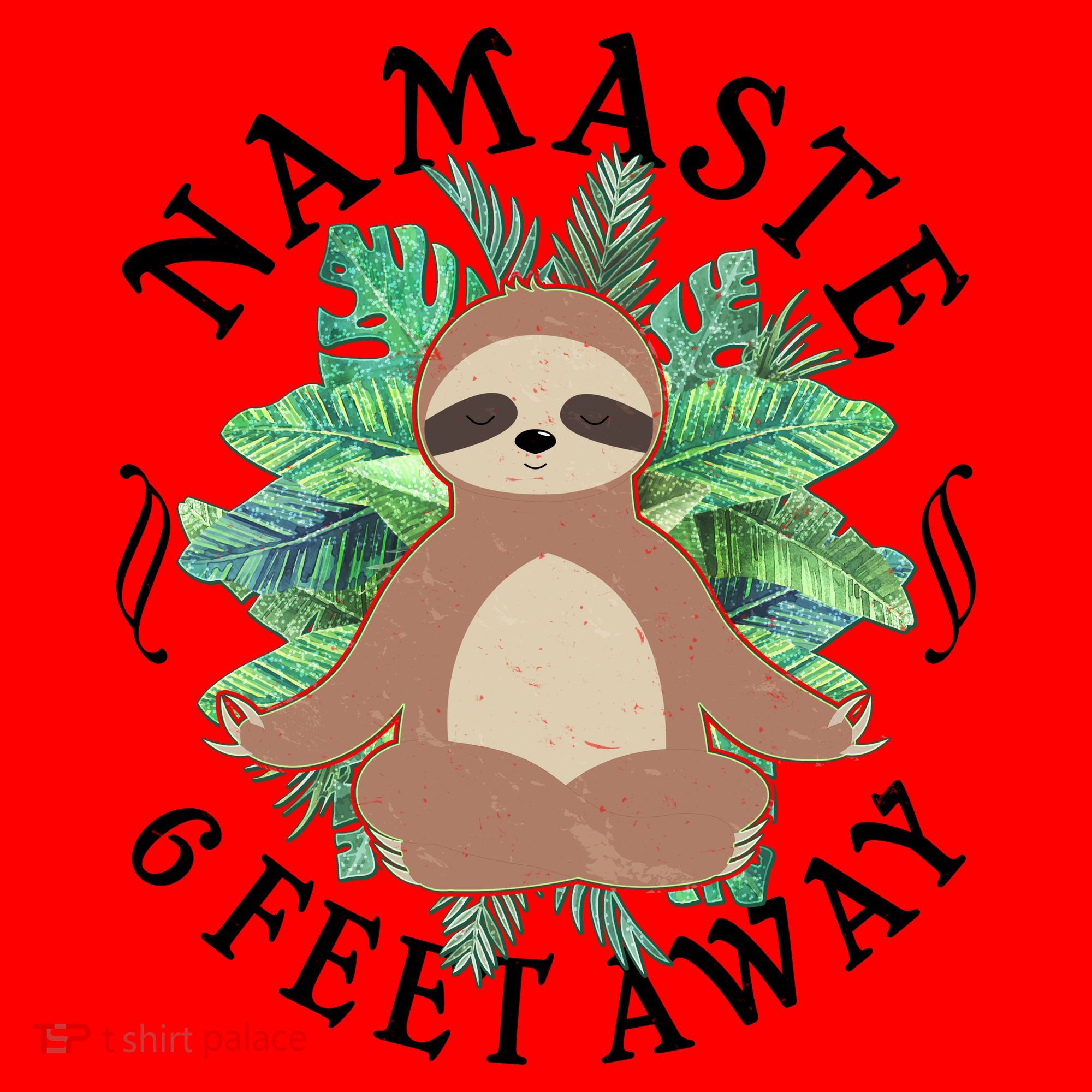 Namaste 6 Feet Away Meditating Sloth Santa Hat