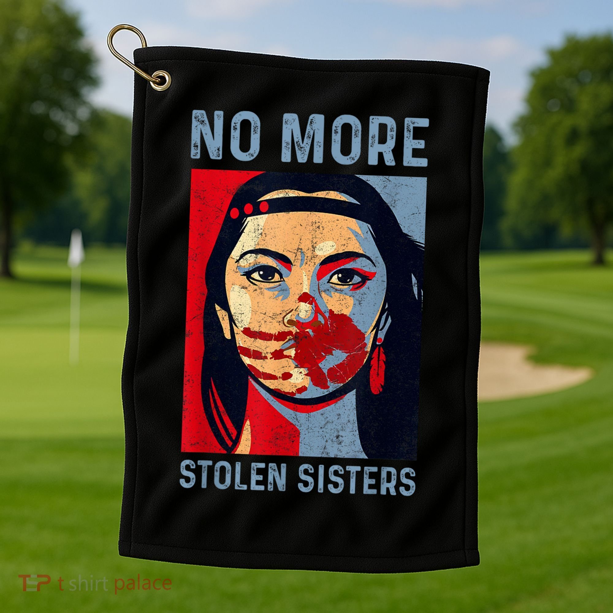 Native American No More Stolen Sisters Golf Towel