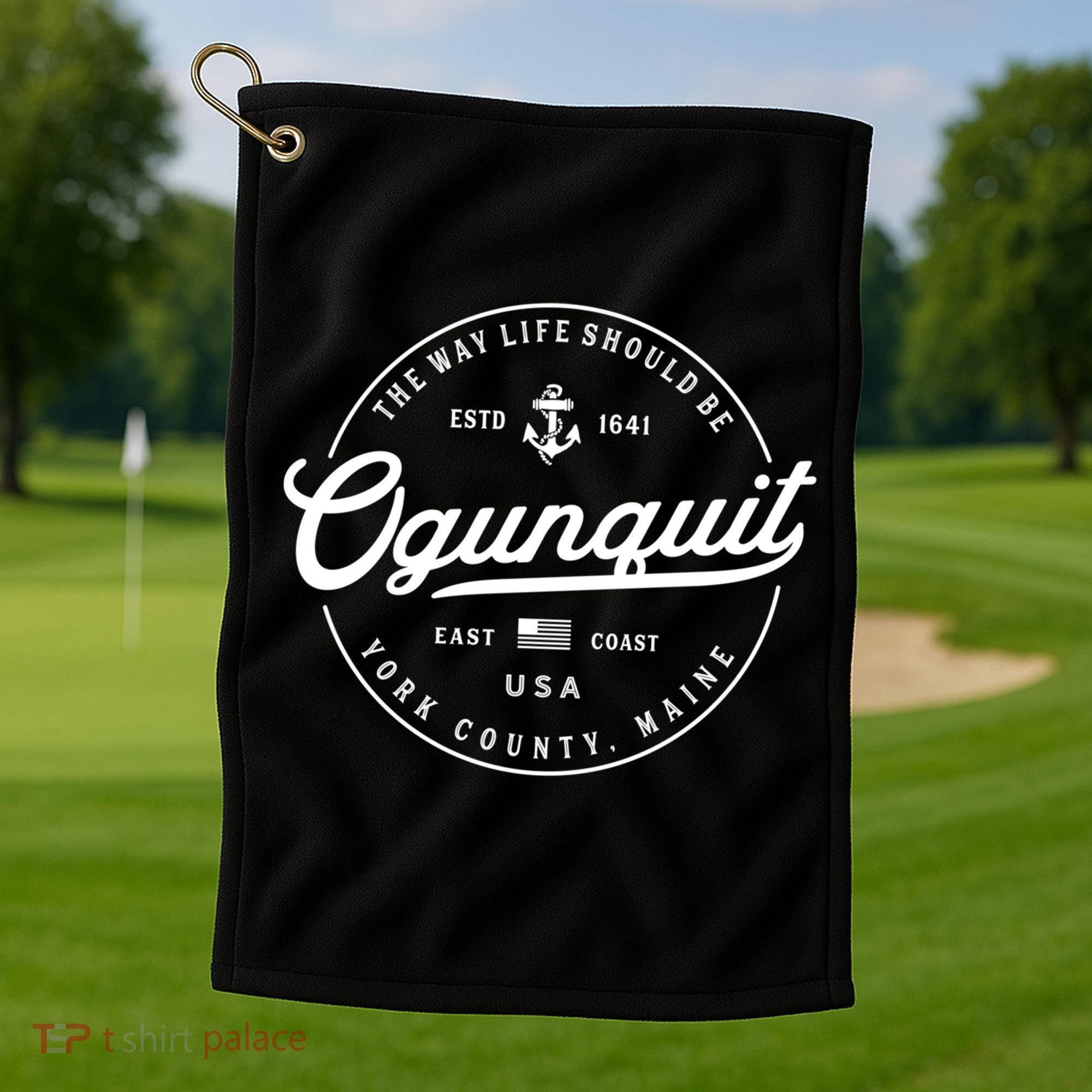 Nautical Anchor Ogunquit Maine Travel Vacation Gift Golf Towel
