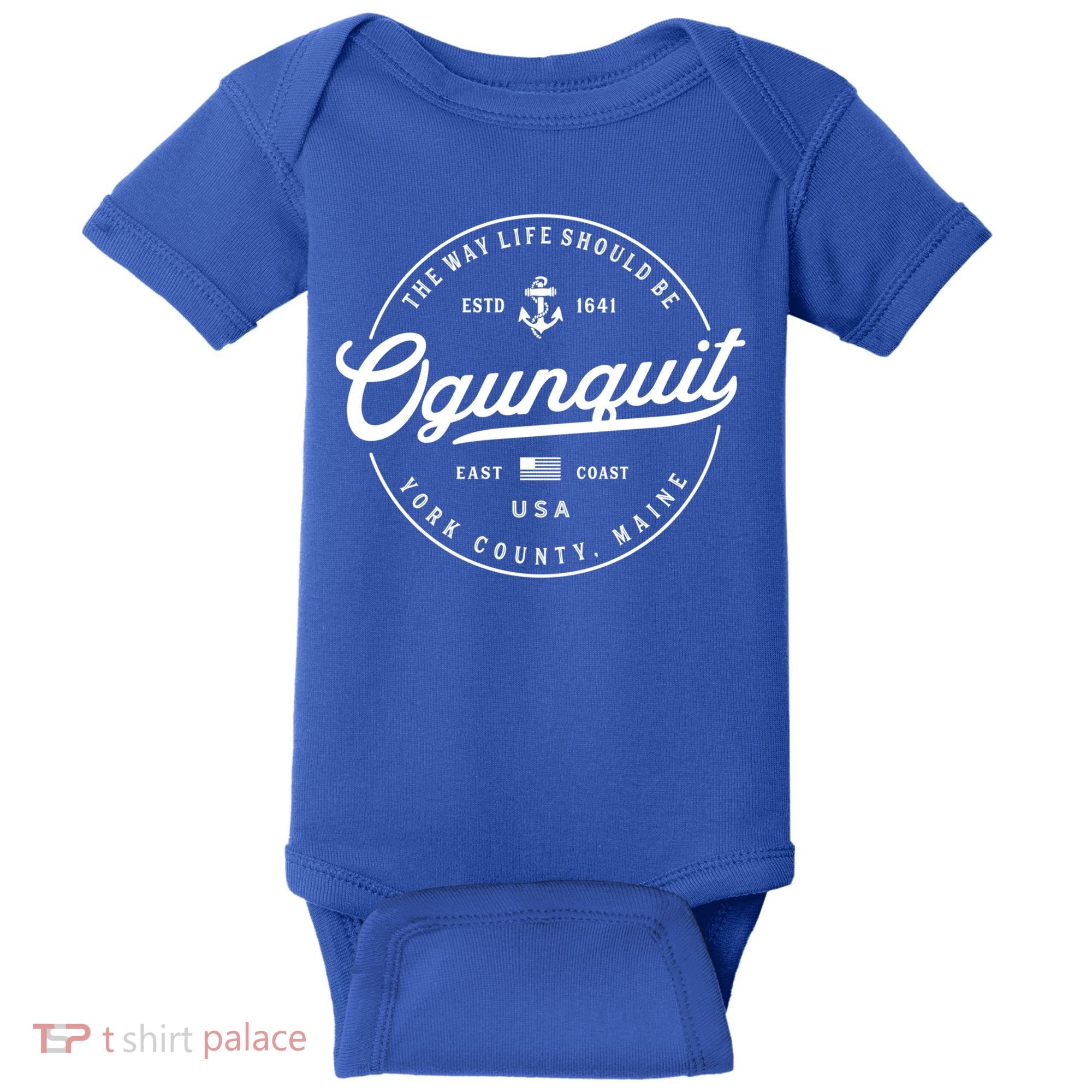 Nautical Anchor Ogunquit Maine Travel Vacation Gift Baby Bodysuit