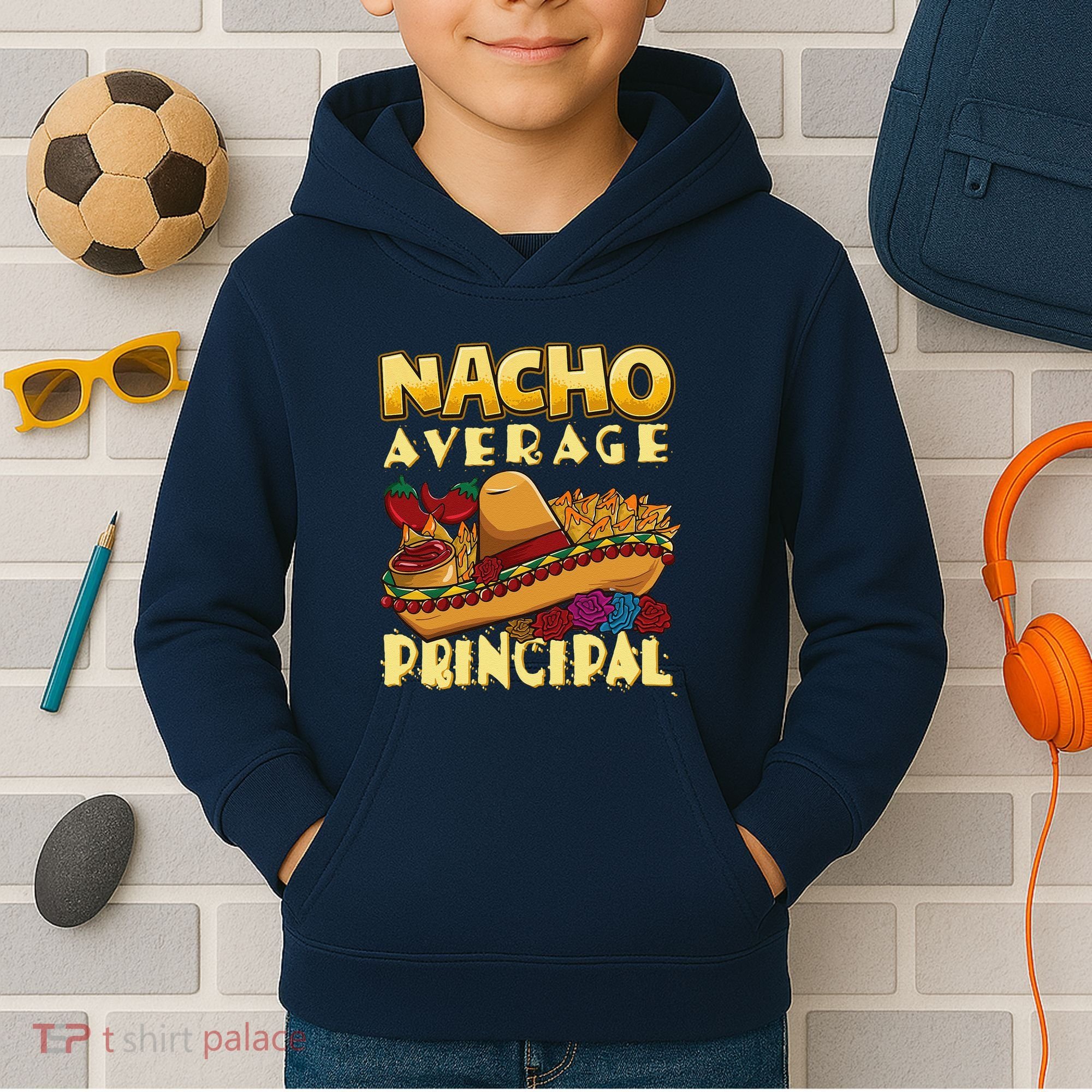 Nacho Average Principal Tacos Mexican Sombrero Cinco De Mayo Kids Hoodie