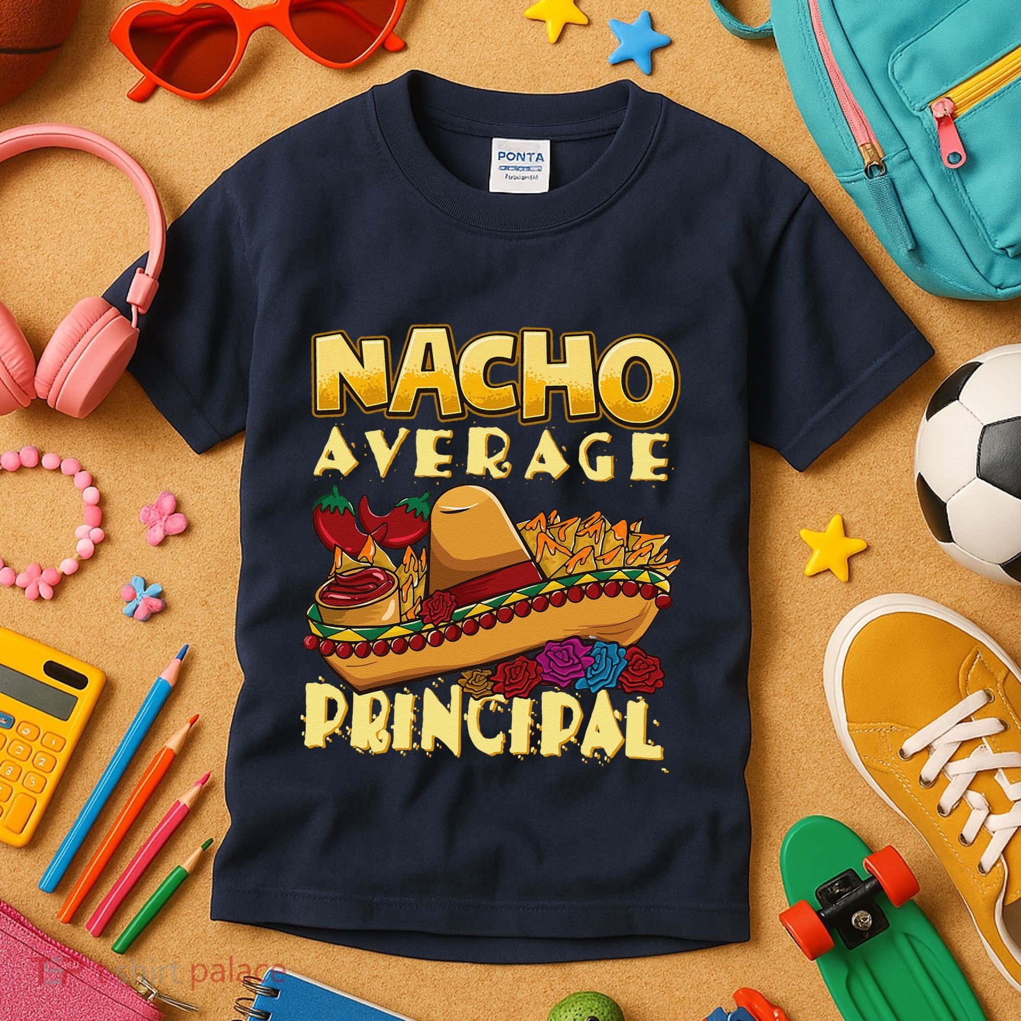 Nacho Average Principal Tacos Mexican Sombrero Cinco De Mayo Kids T-Shirt
