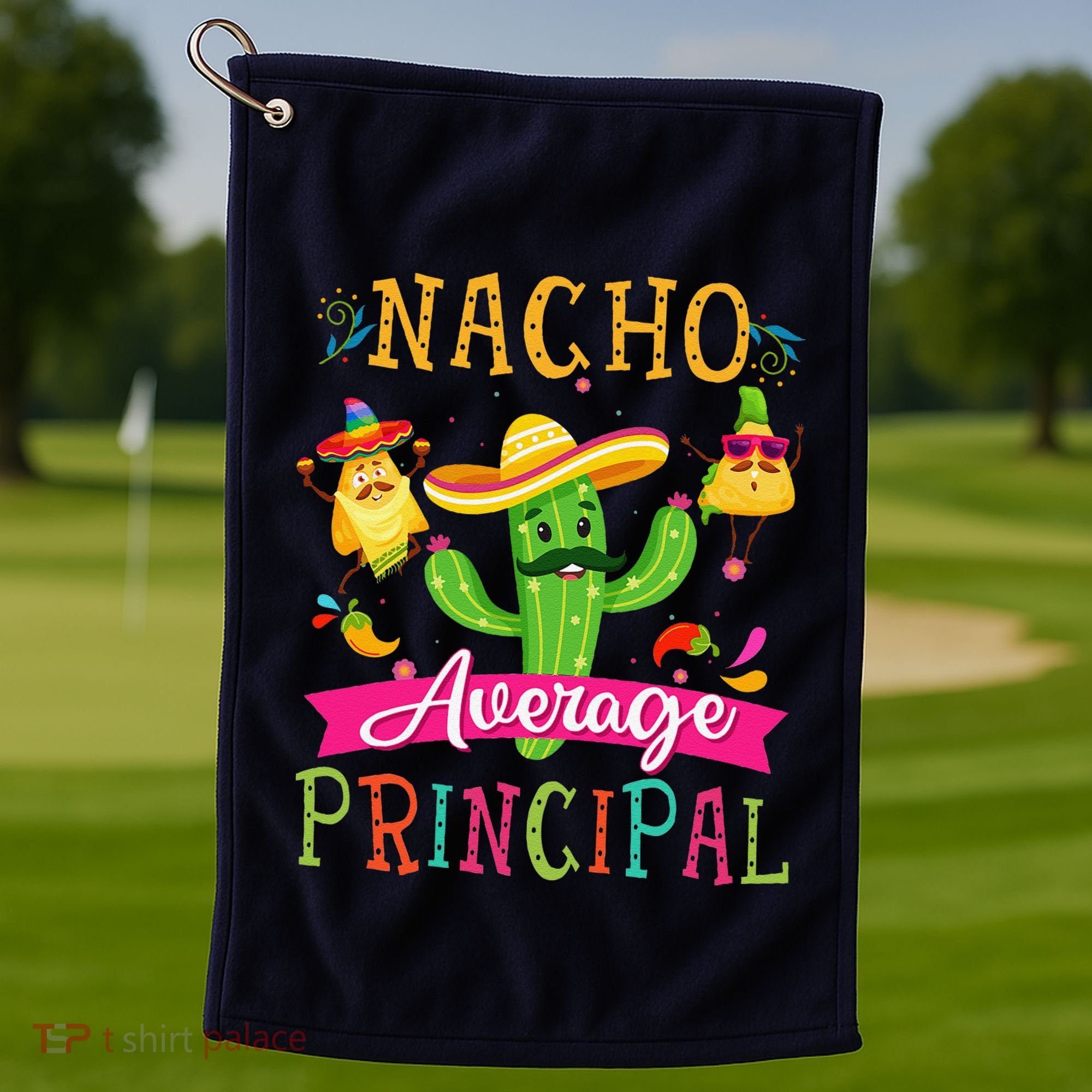 Nacho Average Principal Funny Mexican Cactus Cinco De Mayo Golf Towel