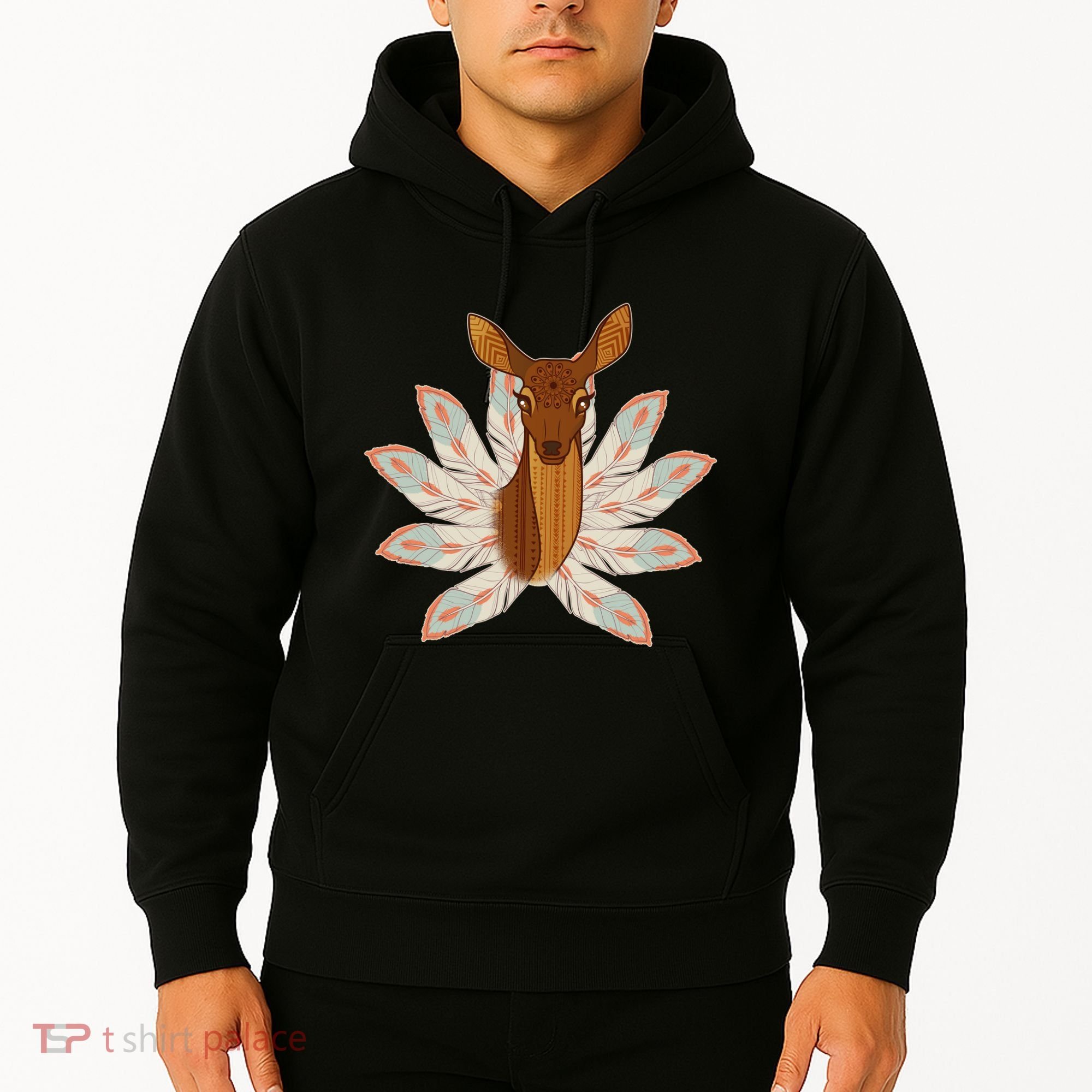 Native American Pattern Totem Deer Hoodie