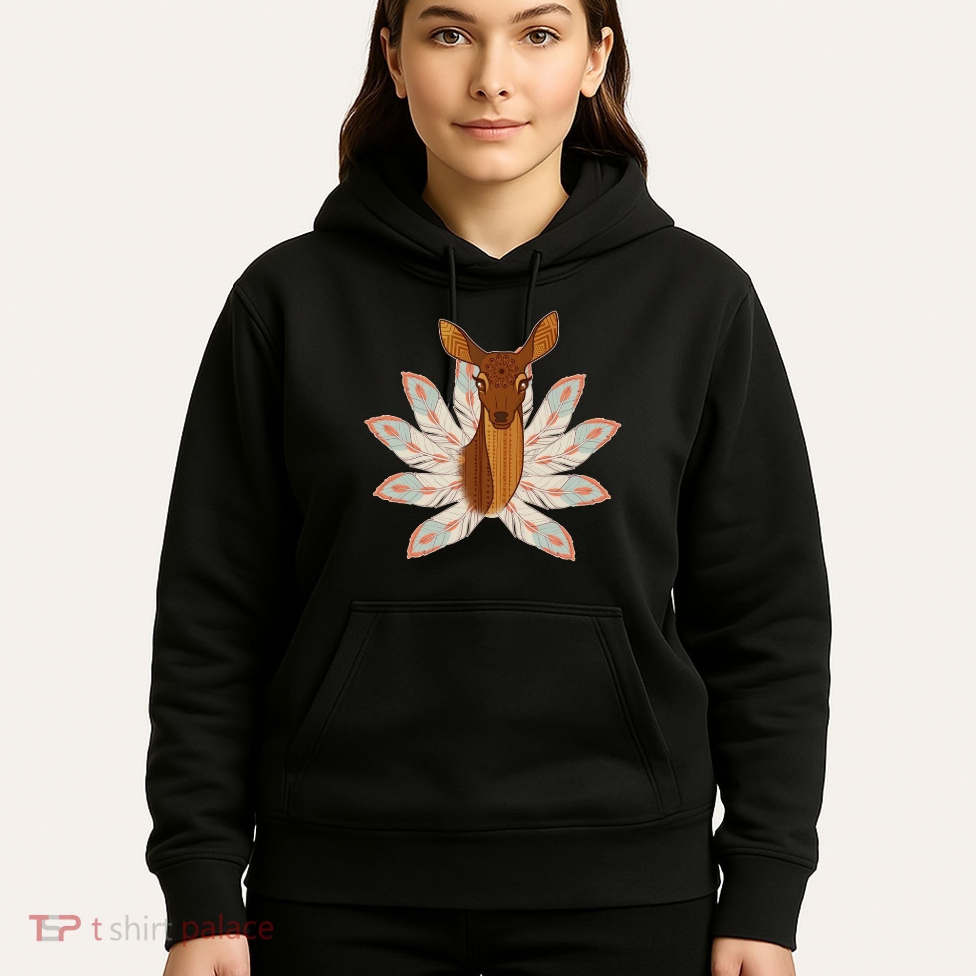 Native American Pattern Totem Deer Hoodie