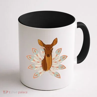 Native American Pattern Totem Deer Coffee Mug back