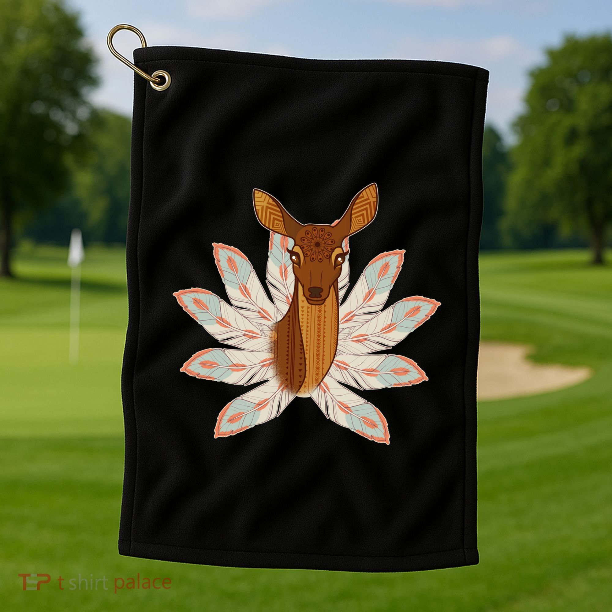 Native American Pattern Totem Deer Golf Towel