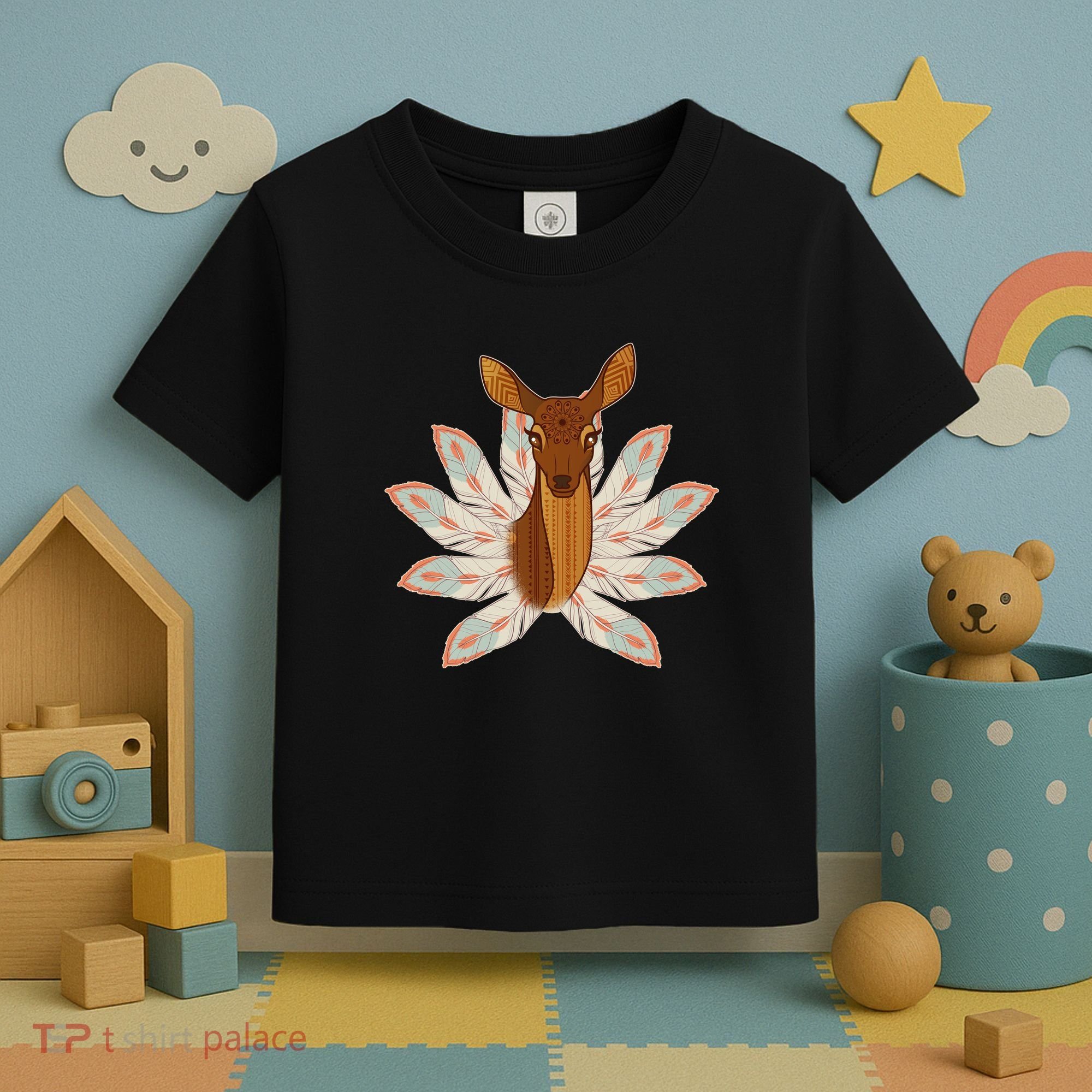 Native American Pattern Totem Deer Toddler T-Shirt