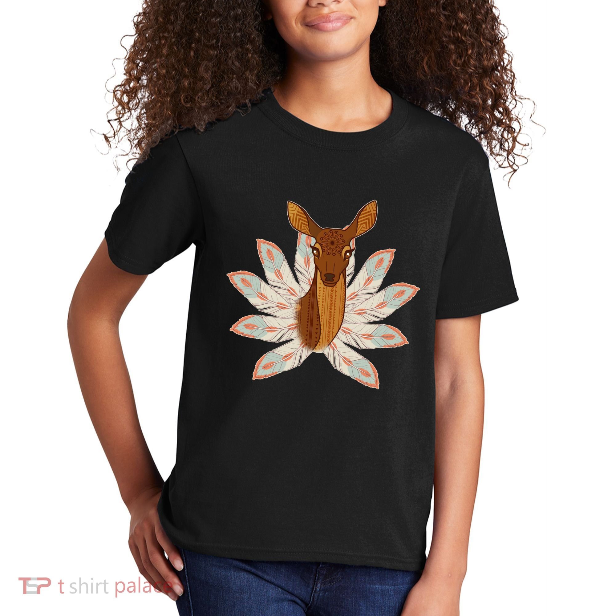Native American Pattern Totem Deer Kids T-Shirt