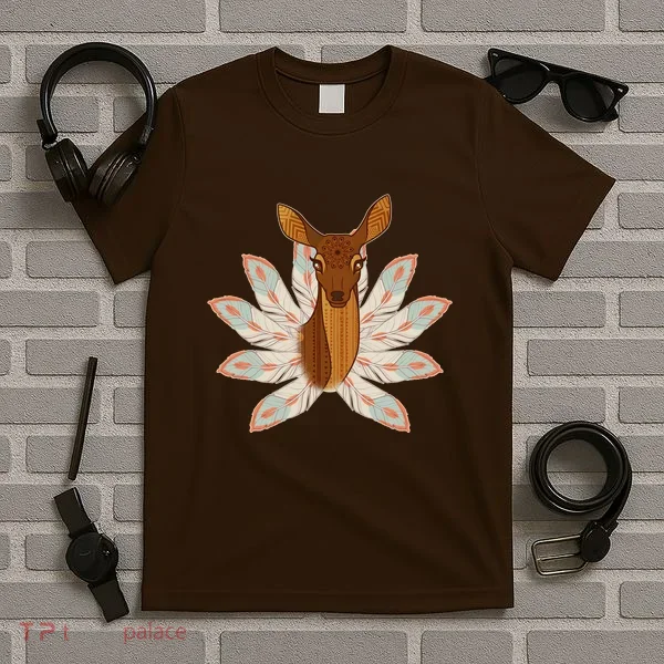 Native American Pattern Totem Deer T-Shirt