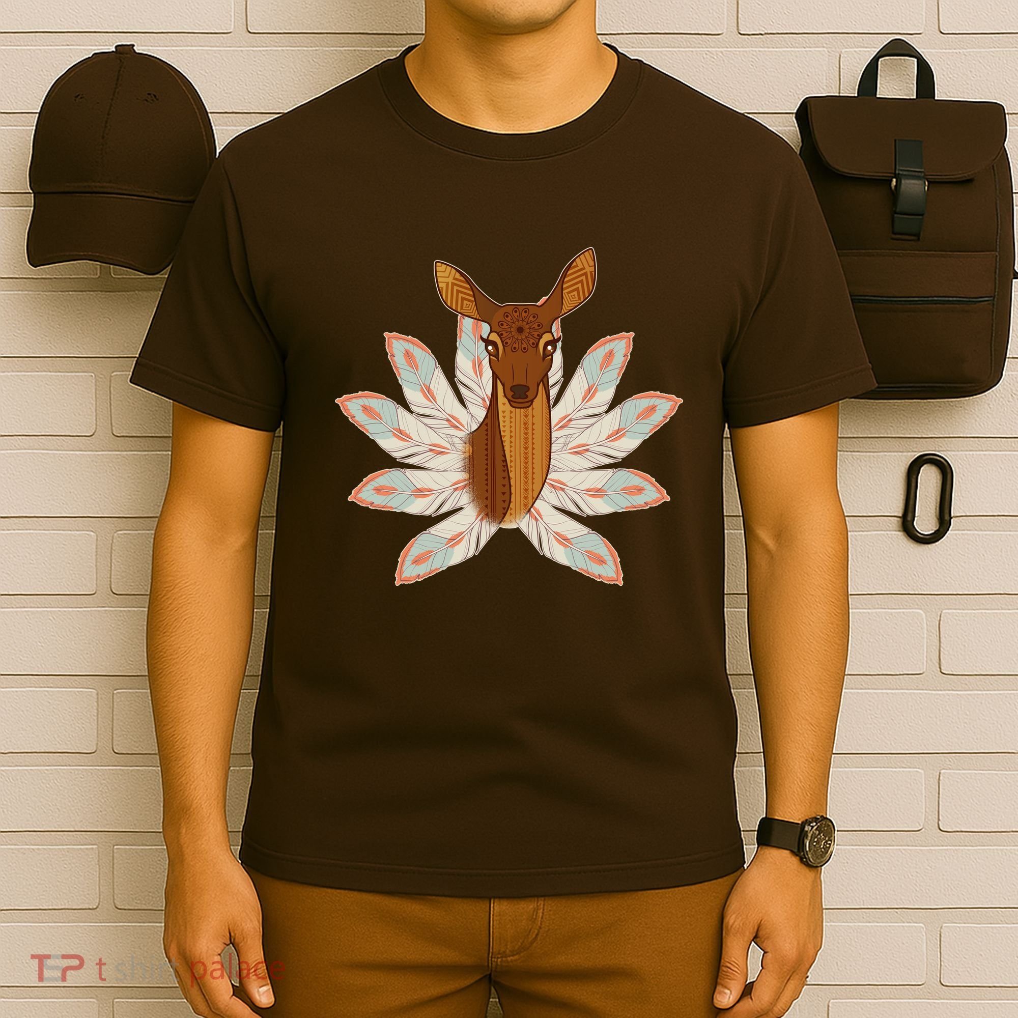 Native American Pattern Totem Deer T-Shirt