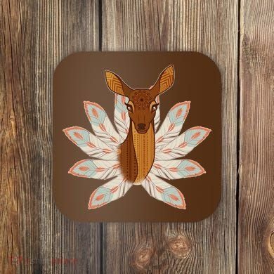 Native American Pattern Totem Deer Coaster