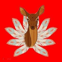 Native American Pattern Totem Deer Santa Hat thumb 1