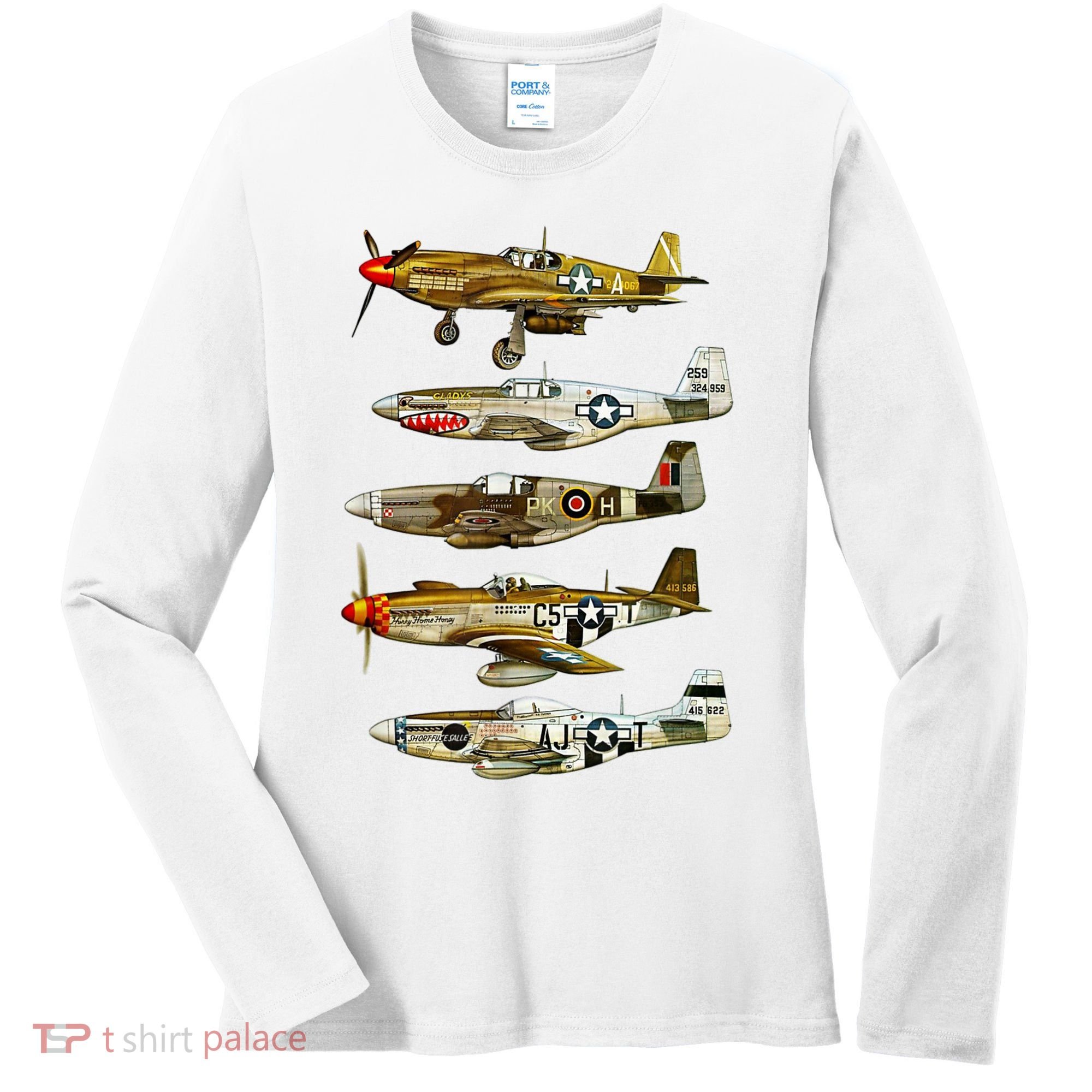 North American P51 Mustang WW2 Fighter Women's Long Sleeve Shirt