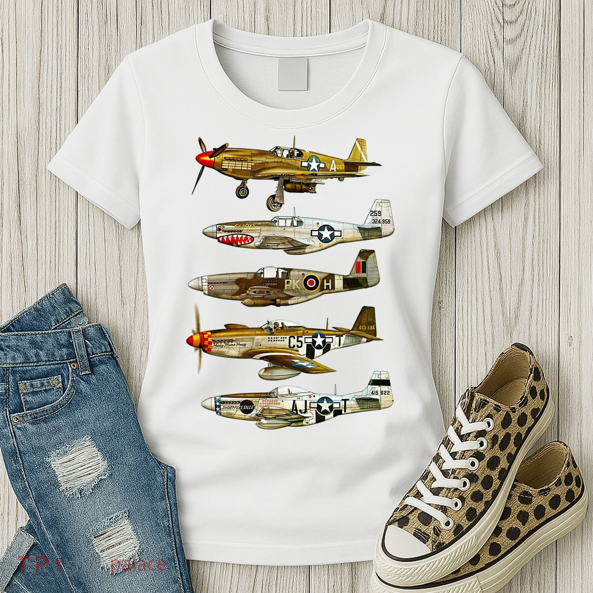 North American P51 Mustang WW2 Fighter Women's T-Shirt