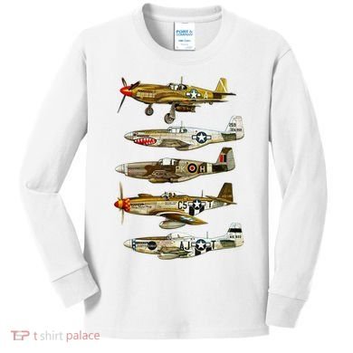 North American P51 Mustang WW2 Fighter Kids Long Sleeve Shirt