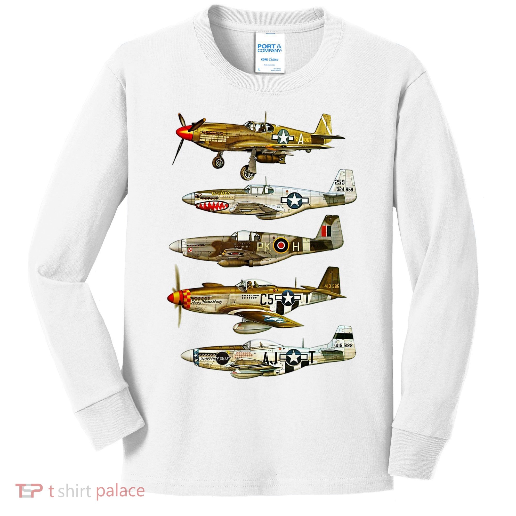 North American P51 Mustang WW2 Fighter Kids Long Sleeve Shirt