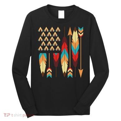 Native American Pride Usa Flag Long Sleeve Shirt