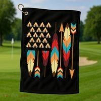 Native American Pride Usa Flag Golf Towel thumb 1