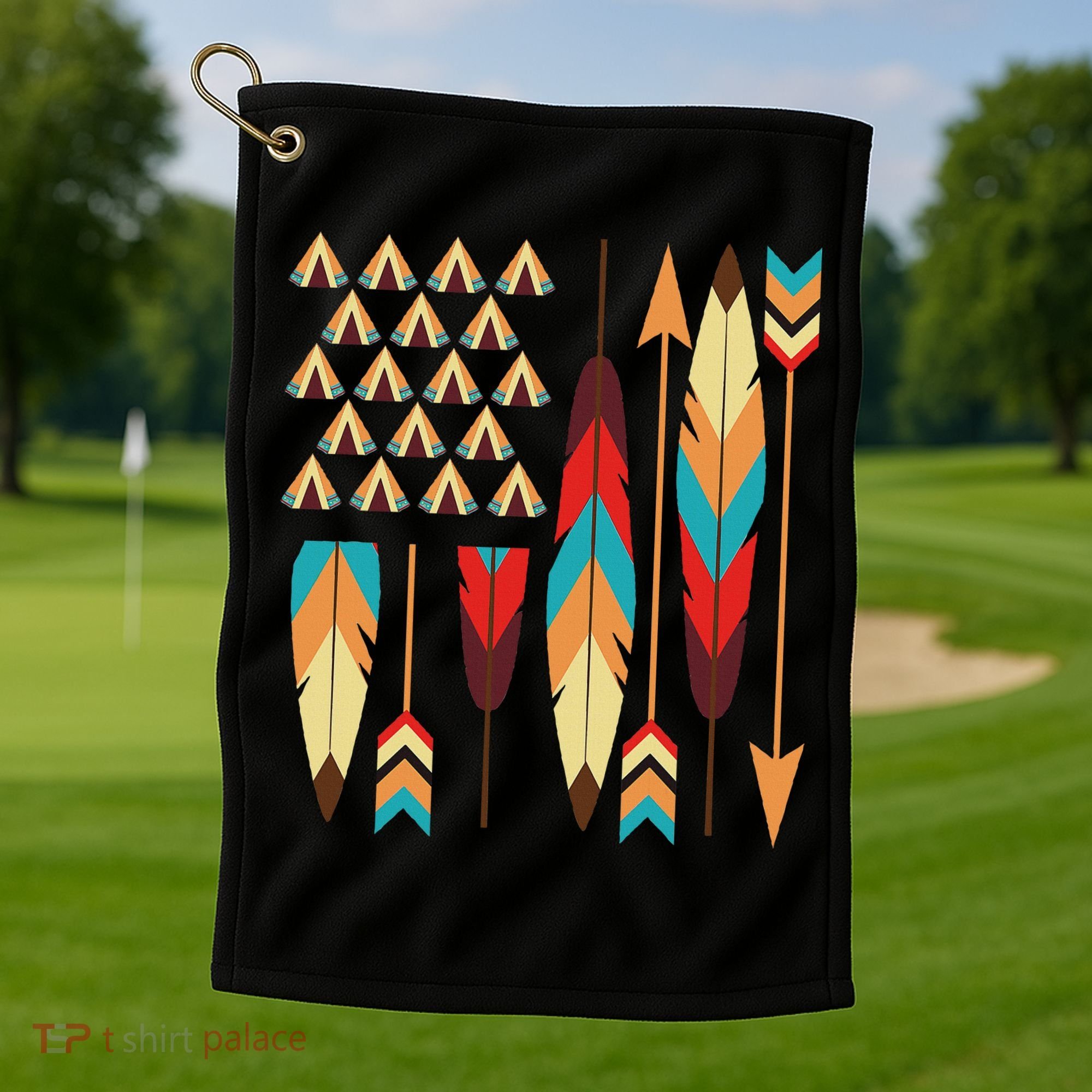 Native American Pride Usa Flag Golf Towel