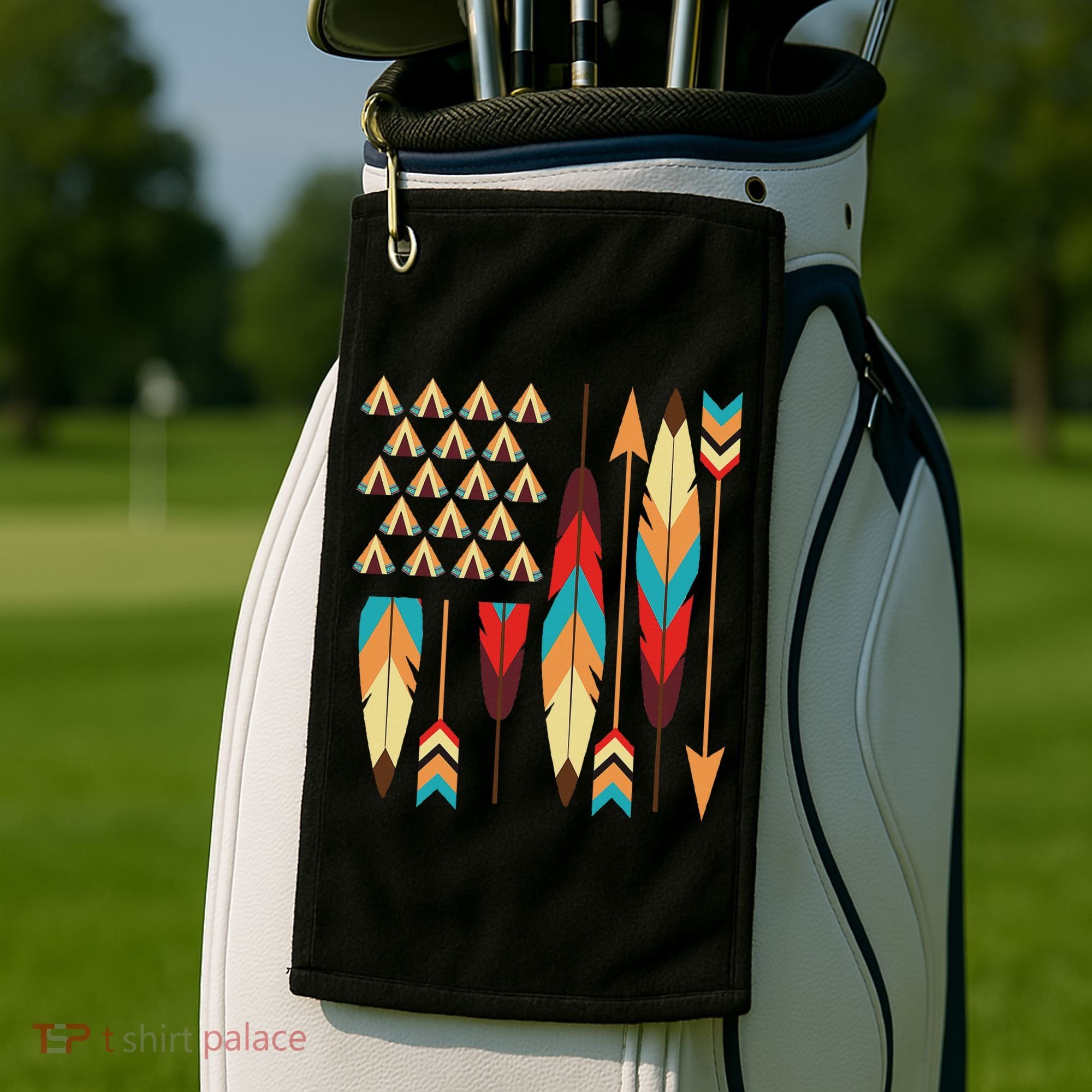 Native American Pride Usa Flag Golf Towel