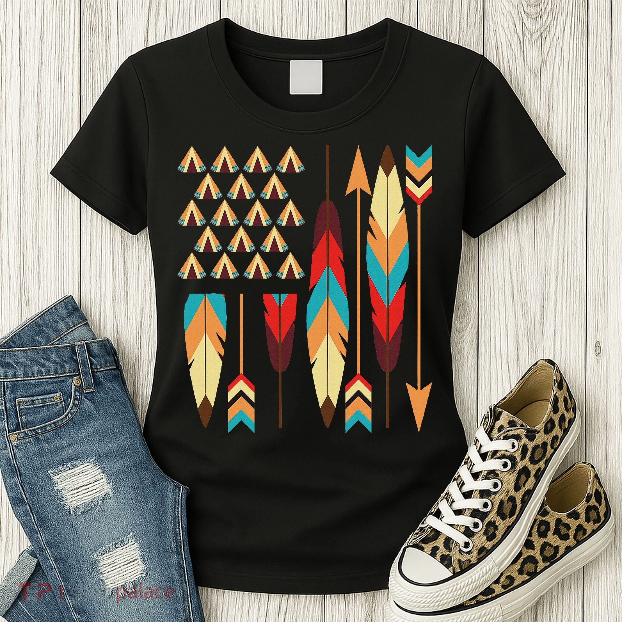 Native American Pride Usa Flag Women's T-Shirt