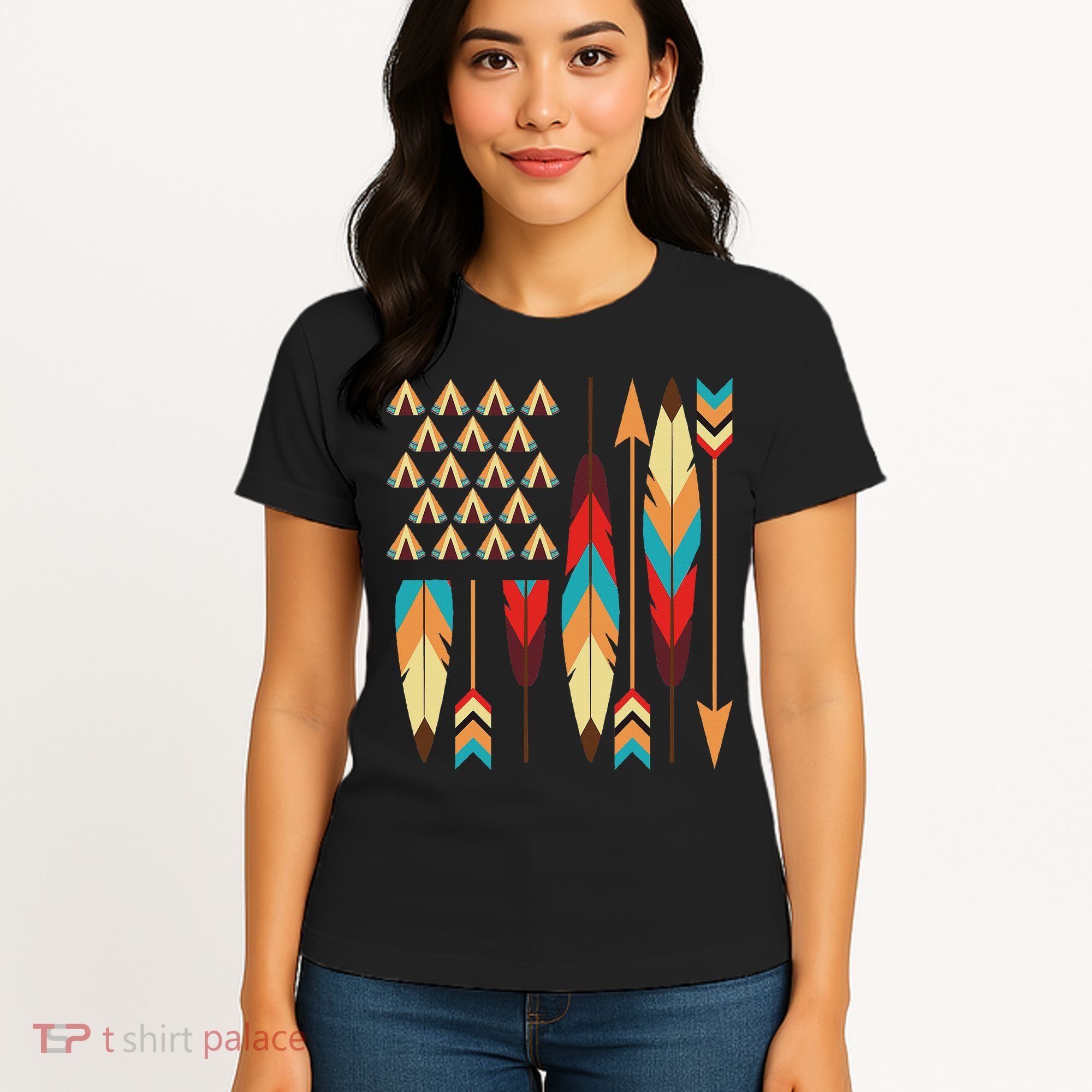 Native American Pride Usa Flag Women's T-Shirt